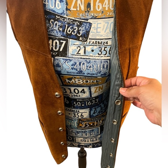 Vintage 70s Suede Leather Joo-Kay Vest Cognac Western Cowboy-Core Size 40 Unisex - Picture 2 of 7